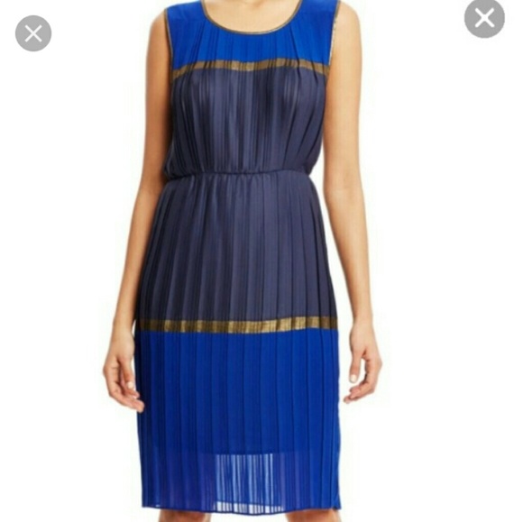 bcbg pleated colorblock dress